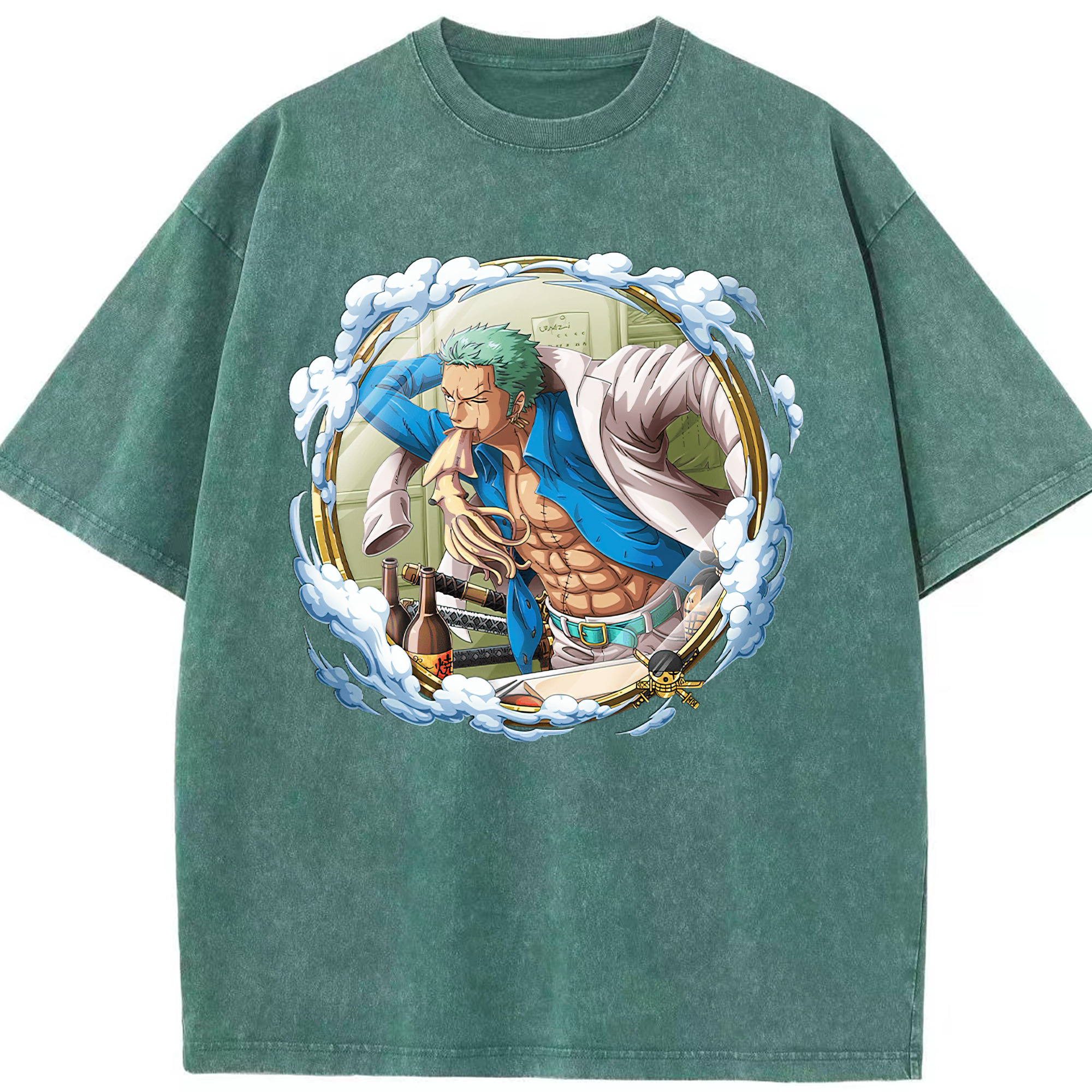 ワンピース ロロノア・ゾロ ONE PIECE Roronoa Zoro 綿100% ヴィンテージ風 半袖Tシャツ（フロントプリント）